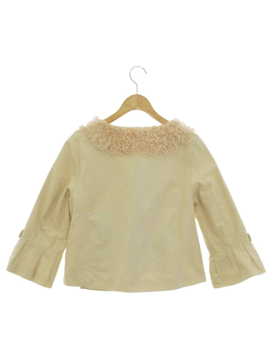 ギャラリービスコンティ 1133848 ノーカラージャケット 2 クリームイエロー フリル リボン ベルスリーブ ITDYSUJPSLPC