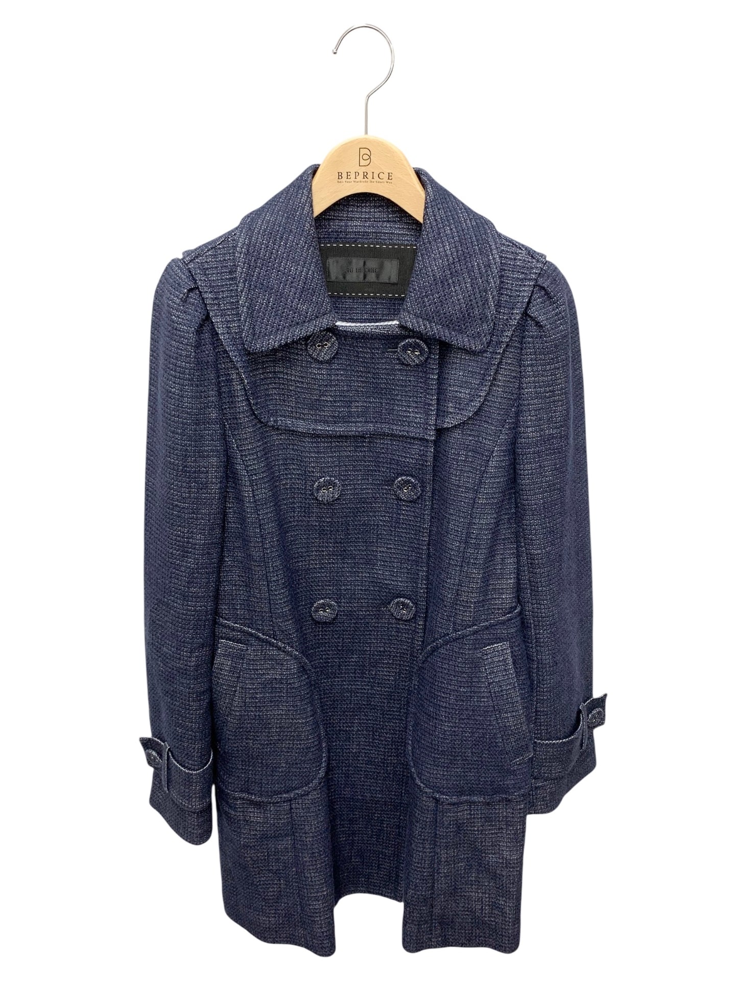 トゥービーシック W5A04-182-29 コート 40 ブルー ダブルブレスト キルトボタン IT2K4BW8EQU6 【SALE】
