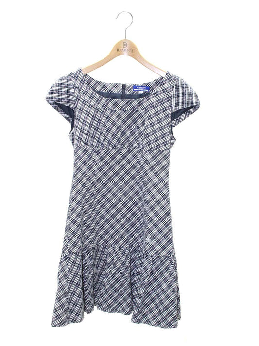 バーバリーブルーレーベル FM526-204-29 ワンピース 38 ネイビー ノバチェック IT2YRPZ4Z8V0