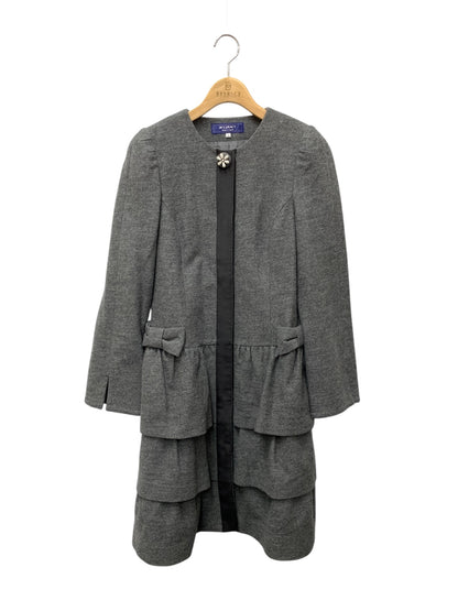 エムズグレイシー 729514 コート 38 グレー ティアード ノーカラー フラワーボタン IT8ZA2EZYU0T