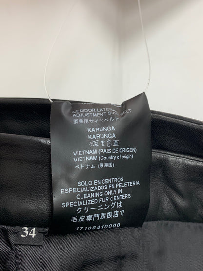 ロエベ 17108410000 スカート 34 ブラック ラムレザー プリーツ 蛇 ベルト IT1OVI59XA56 【SALE】