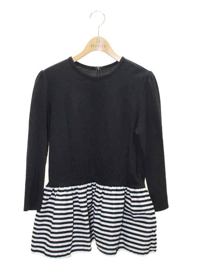 ボーダーズアットバルコニー PEPLUM LONG SLEEVE TEE BD2211-2B-14 38 ブラック 22年モデル IT5EJOGGSM1M