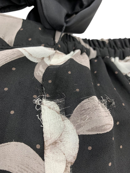 エムズグレイシー 416303 パンツ 40 ブラック カメリア フラワーモチーフ ワイド IT36ZJU2CRTC