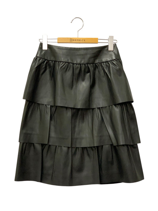 エムズグレイシー 017544 スカート 36 ブラック フェイクレザー ティアード IT9HMIELR8VC