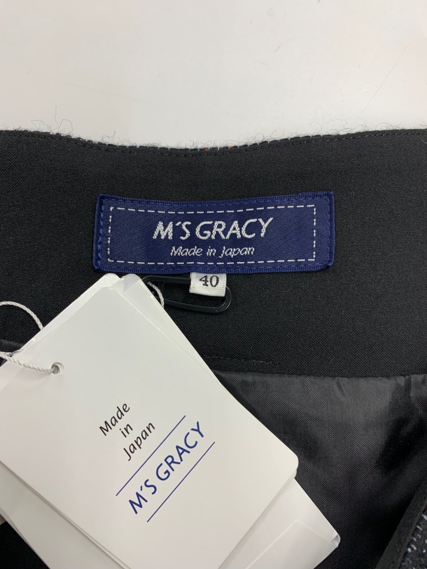 エムズグレイシー チェック柄 ラップ 417607 スカート 40 ブラック ウール混 ITPN0GBUG4OG 【SALE】