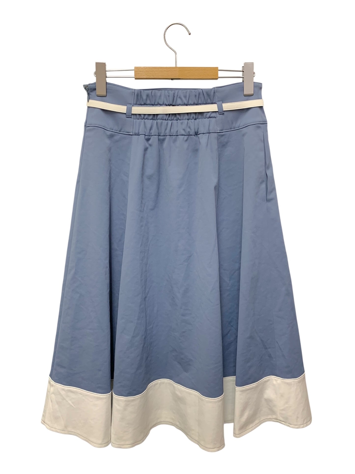 エムズグレイシー 417303 スカート 40 ブルー カメリアボタン バイカラー ITVCGW3OB1M2