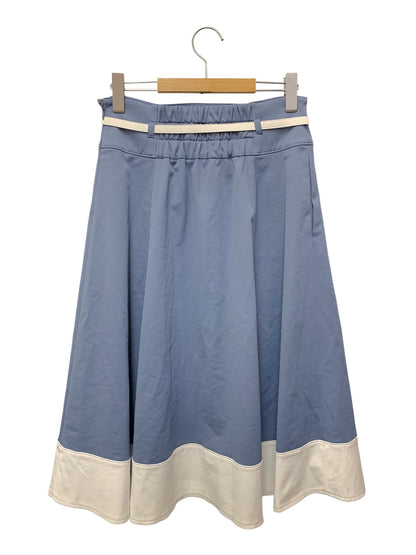 エムズグレイシー 417303 スカート 40 ブルー カメリアボタン バイカラー ITVCGW3OB1M2