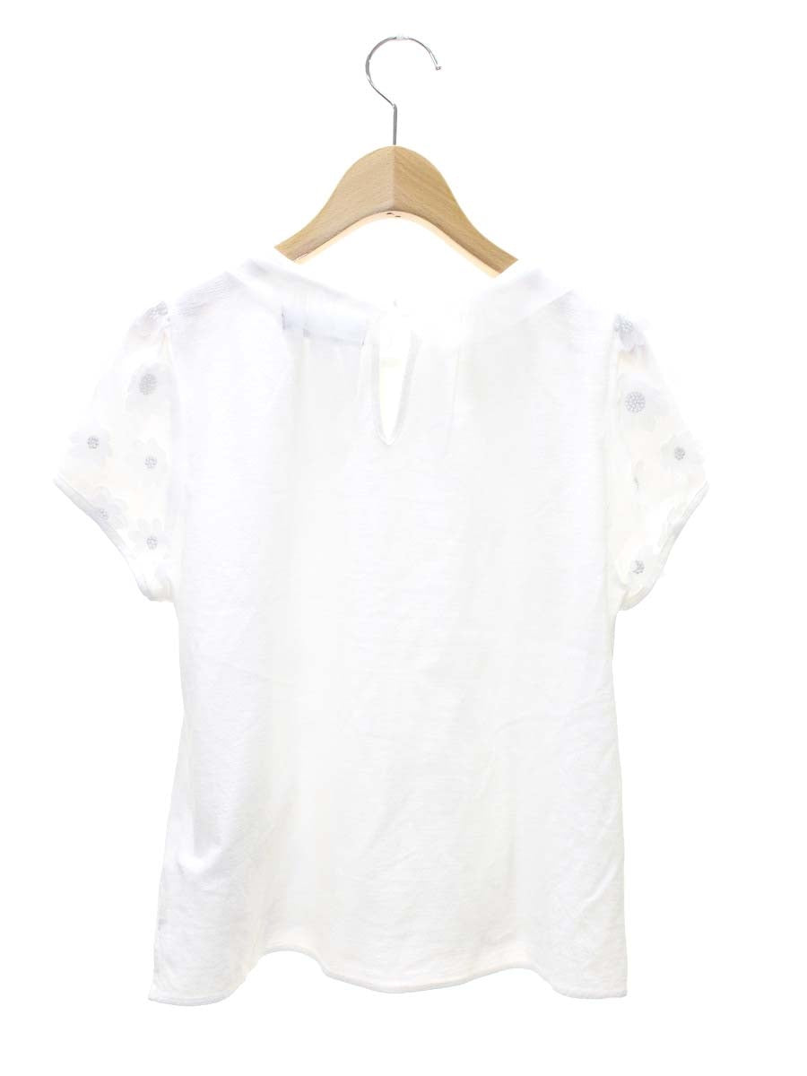 エムズグレイシー 625344 Tシャツ カットソー 38 ホワイト 襟付 花柄 レース ITO71ELVYJDS