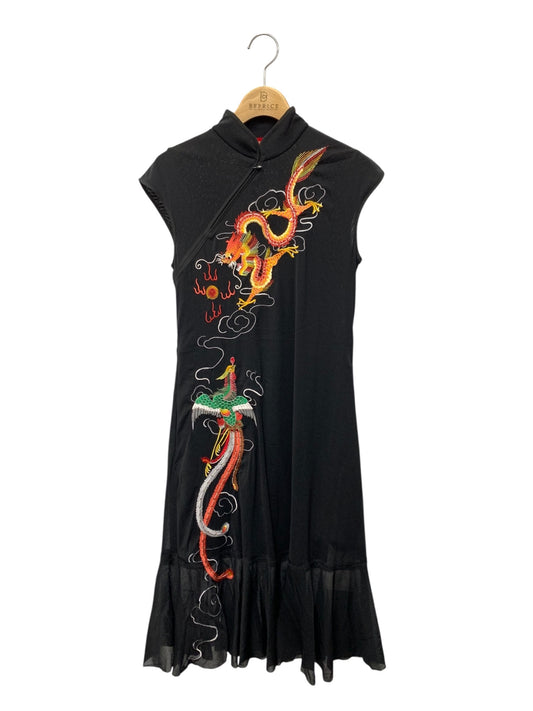 ヴィヴィアンタム 14176141 ワンピース 40 ブラック ドラゴン フェニックス 刺繍 ITKSHUGKB2CQ