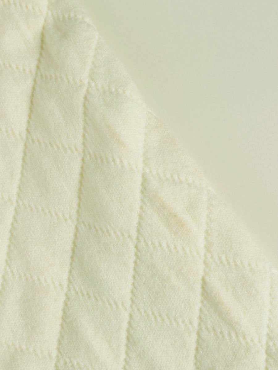 エムズグレイシー 728554 ノーカラージャケット 40 ホワイト パール キルティング ジップ ITKPGF29LX5C