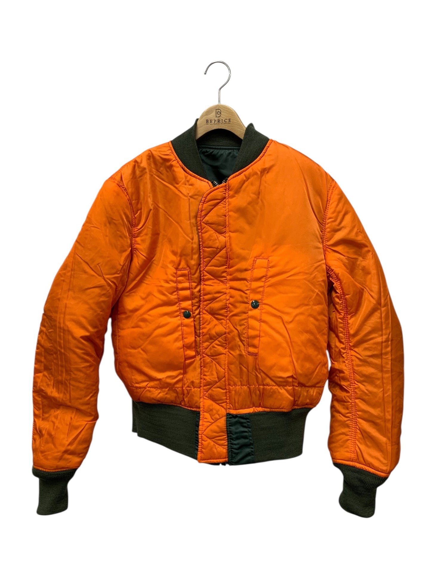 アルファインダストリーズ ブルゾン M カーキグリーン リバーシブル ロゴ刺繡(オレンジ) ITHP8WJ5TS2I