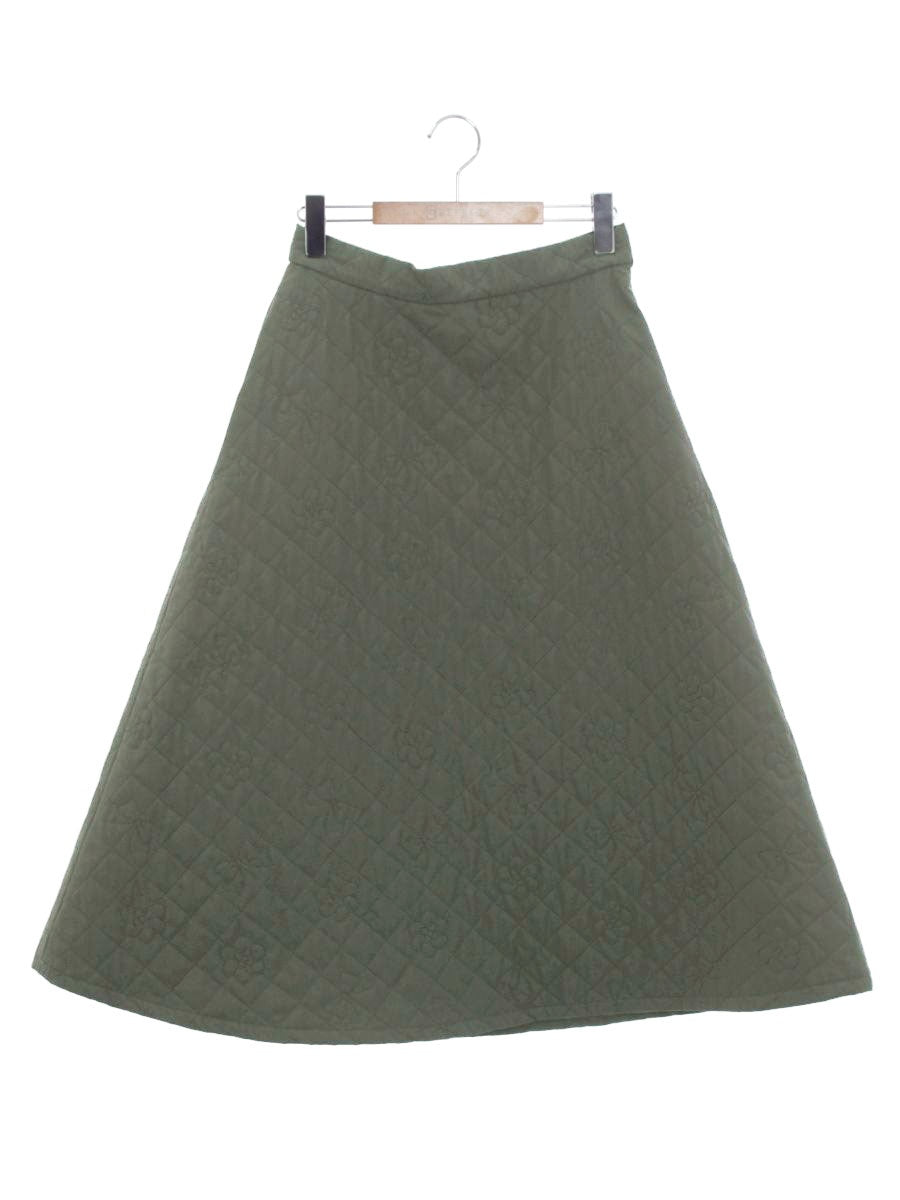 エムズグレイシー カメリアｘリボン柄キルティングフレア 417613 スカート 40 グレー ITBFKAAQJDHA