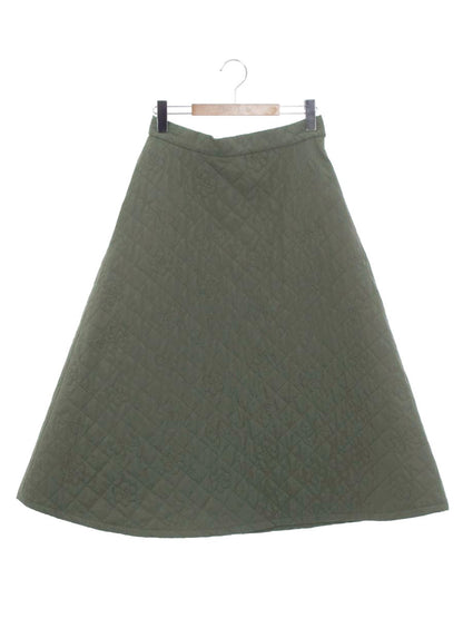 エムズグレイシー カメリアｘリボン柄キルティングフレア 417613 スカート 40 グレー ITBFKAAQJDHA