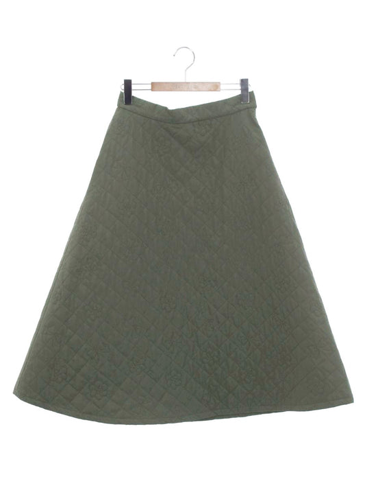 エムズグレイシー カメリアｘリボン柄キルティングフレア 417613 スカート 40 グレー ITBFKAAQJDHA