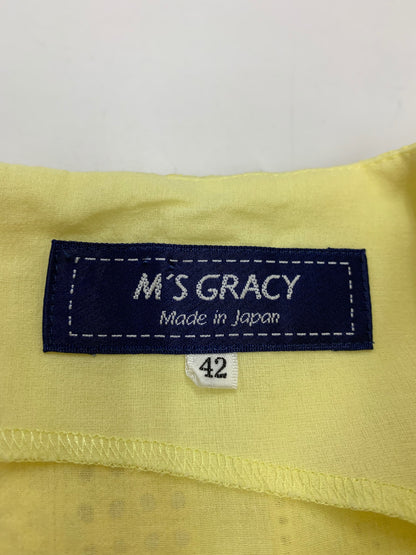 エムズグレイシー 721331 ワンピース 42 イエロー カットワーク フレア レース ITEJRZ2DRKVS