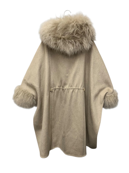 マックスマーラ 473602236 ポンチョ ケープ F ベージュ カシミア ファー ITOIYOFGO590 【SALE】