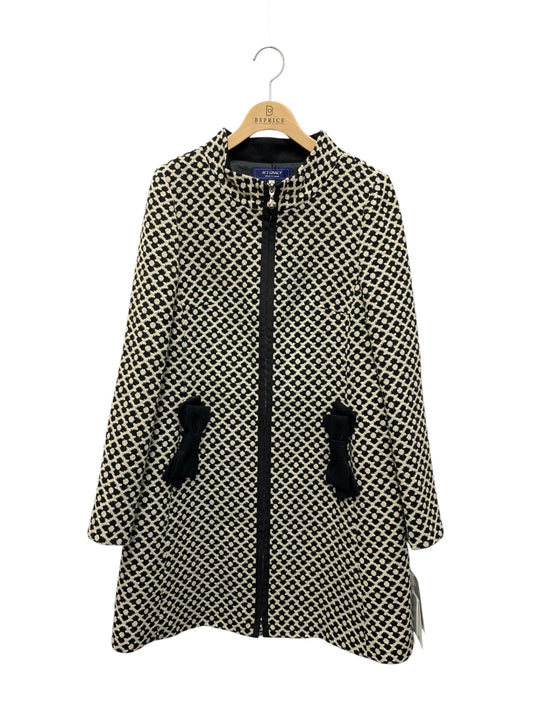 エムズグレイシー 919521 コート 40 ブラック カメリア ジップアップ リボン ITIA6M8QMI0T