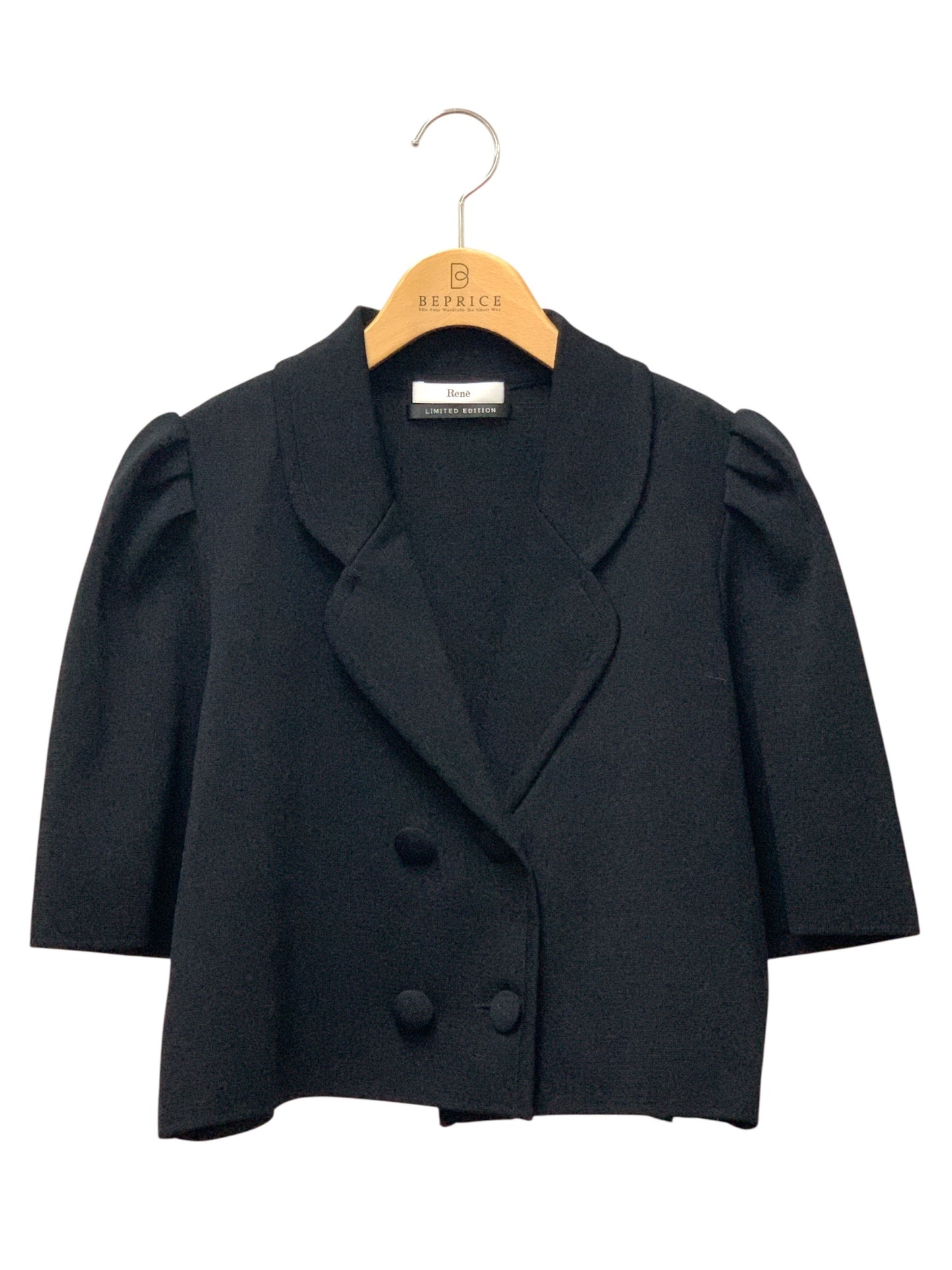 ルネ LIMITED EDITION Knit Short Jacket 6522980 ニットジャケット 38 ブラック IT86WZ90PMQE