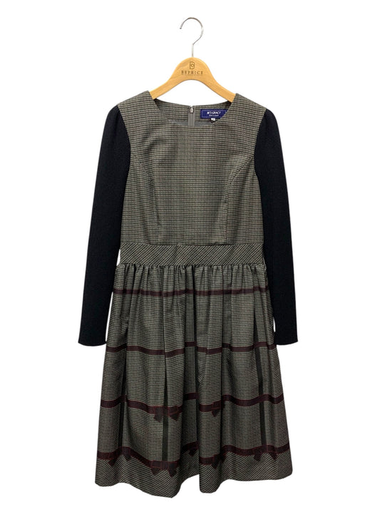 エムズグレイシー 111503 ワンピース 38 グレー リボンプリント 切替 ITT783HBD6XW