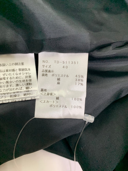 エムズグレイシー 511351 ワンピース 40 ブラック カタログ掲載品 サマードレス コットン混 リネン混 ギャザー ITDN0DZ8G4CI