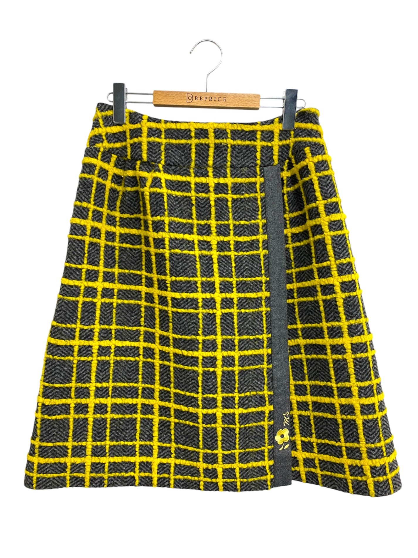 エムズグレイシー Check Skirt 917560 スカート 40 イエロー チェック ラップ IT7WD6UCMMZQ