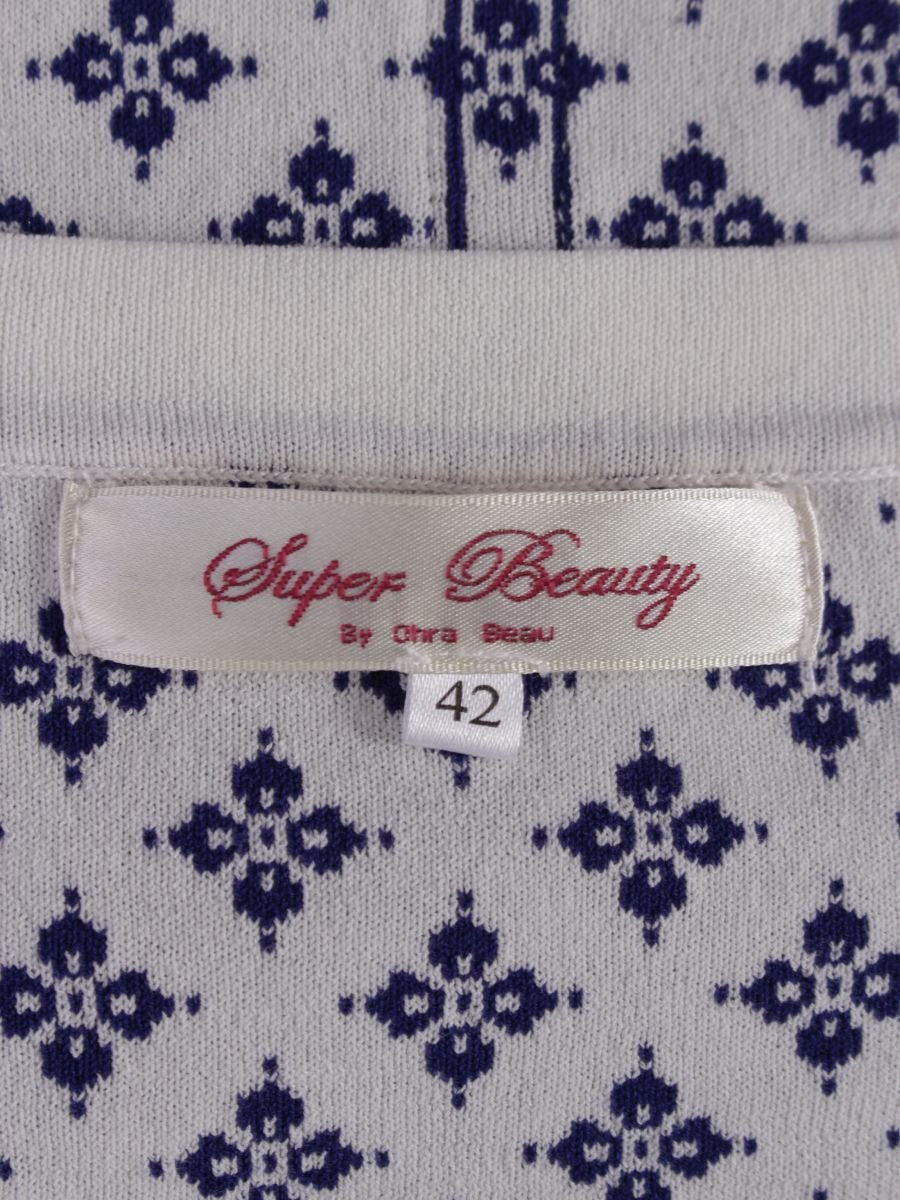 スーパービューティー ワンピース 42 ブルー フェイクパール ノーカラー リボン ITBTB1ATG8U4
