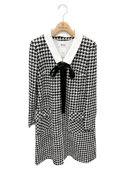 ルネ 6016800 ワンピース 34 ブラック ツィード パール 千鳥格子 替え襟付き ITS1CRIV1TRY 【SALE】
