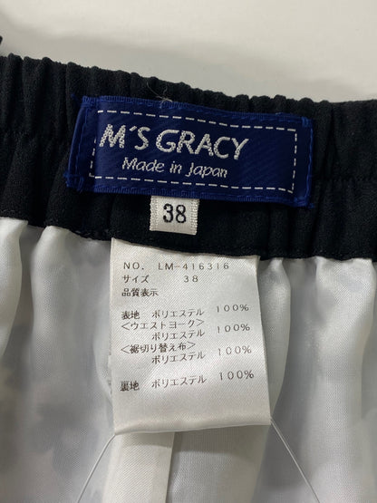 エムズグレイシー 416316 パンツ 38 ブラック フラワーモチーフ ドット柄 ITZ4U1XY0J18