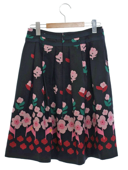 エムズグレイシー  Colorful Flower Skirt 917532 スカート 38 ネイビー フラワーモチーフ ITQH4F9184I0