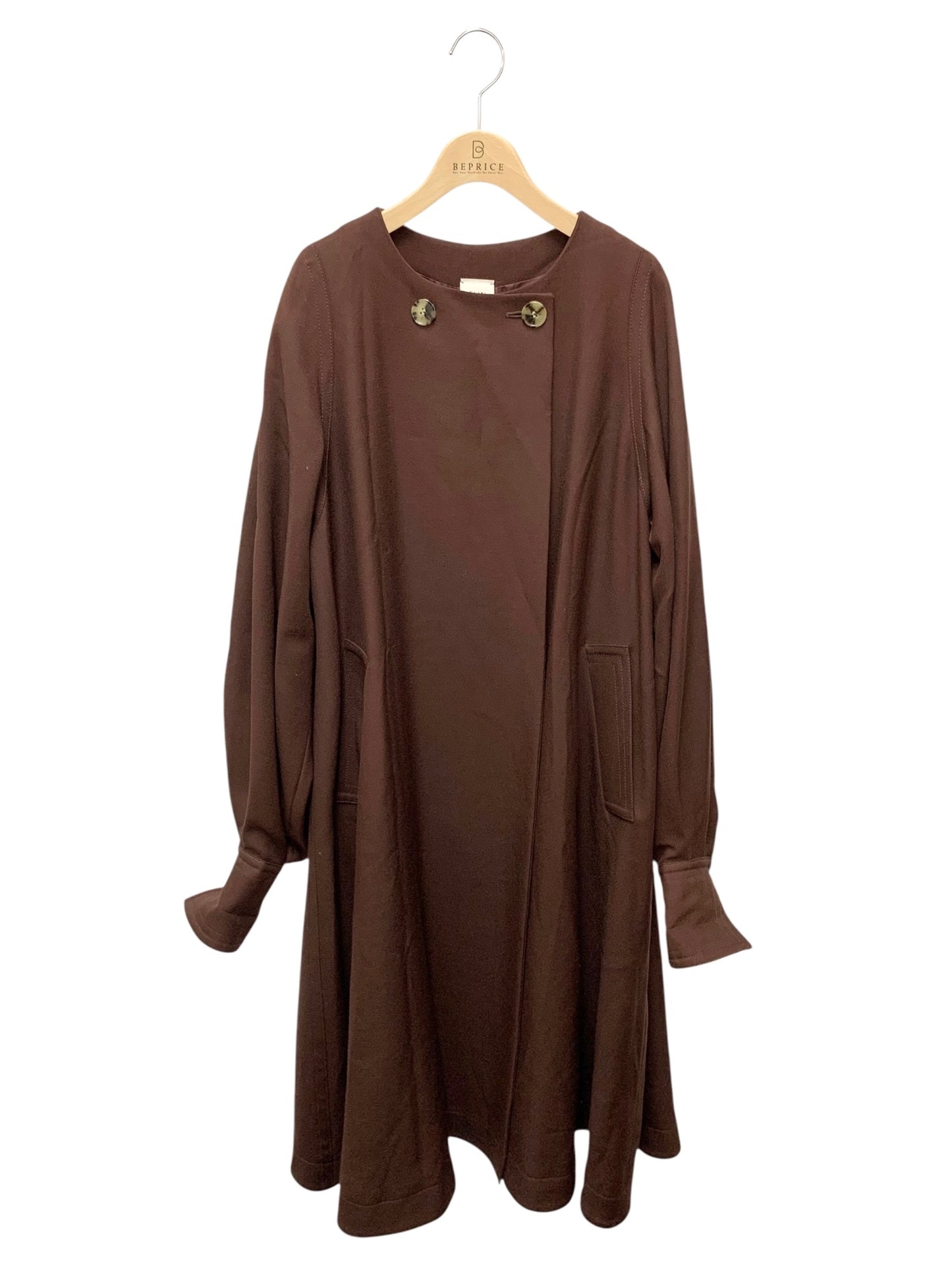 エリン 11806-2280 ノーカラーコート 38 ブラウン オーバーサイズ IT16BN6PATM8 【SALE】