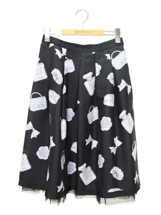 エムズグレイシー 117322 スカート 38 ブラック タック アイコンモチーフ ITHGTGZCOMVE