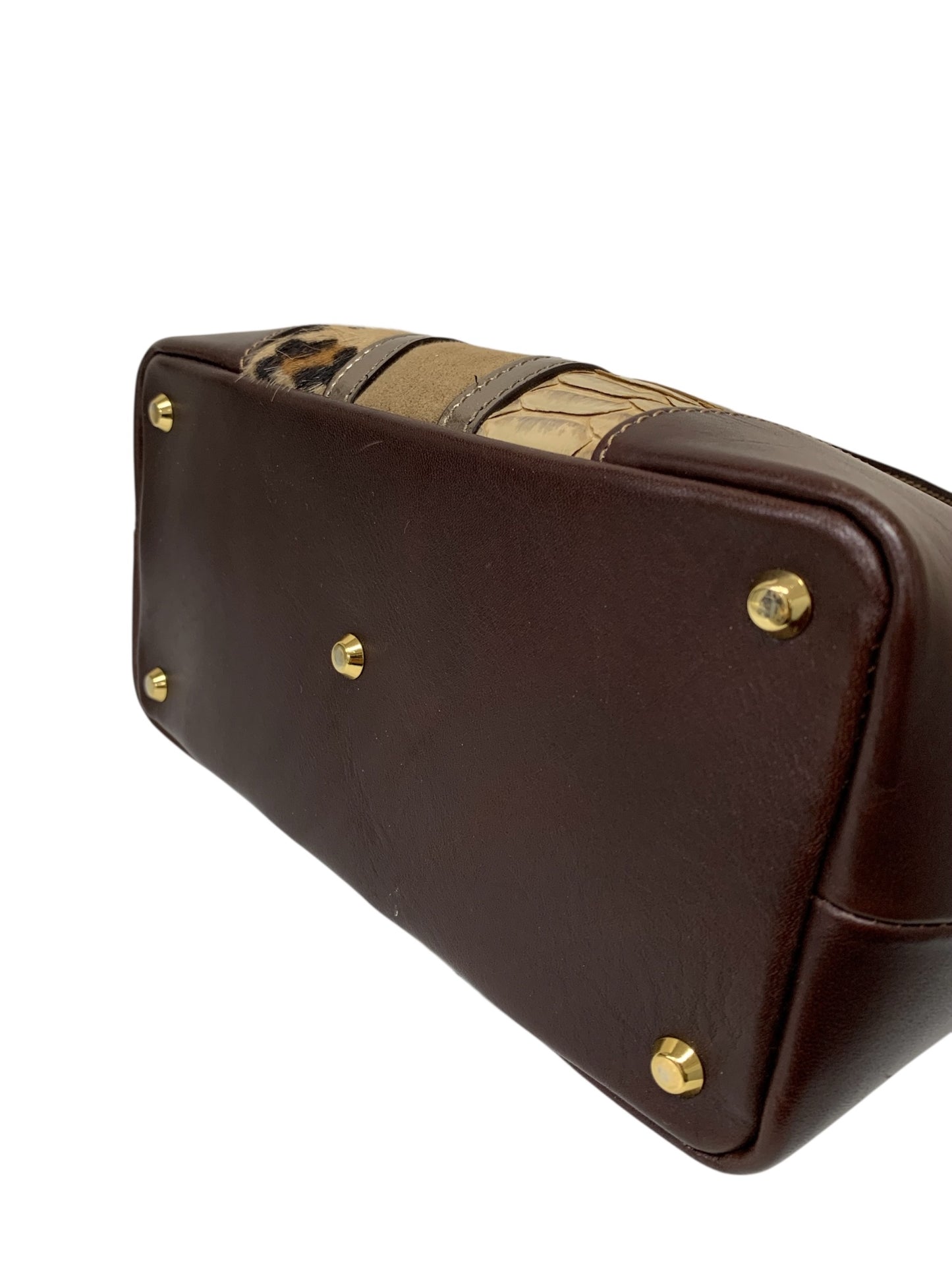 アタオ ハンドバッグ ブラウン アップルミニ チェック レザー スエード ハラコ ITYFIE7V3YK8