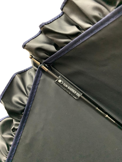 サンバリア100 長傘 Mサイズ フリル ネイビー 晴雨兼用傘 完全遮光 ITKIRS8JHDL6