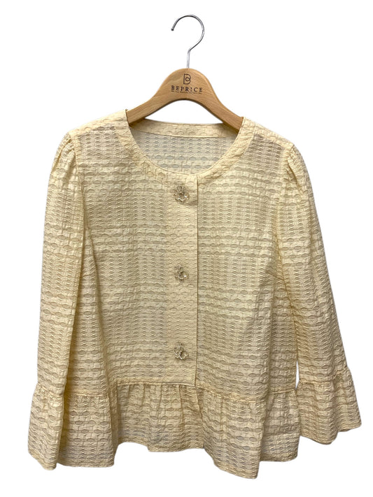 エムズグレイシー 214308 ジャケット 42 ベージュ フラワーボタン IT1IKKOK973O