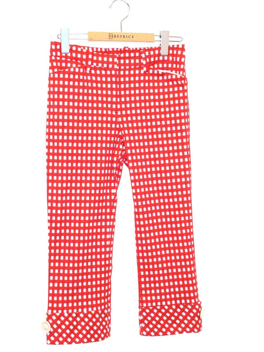 エムズグレイシー 626311 パンツ 38 レッド ギンガムチェック 裾ボタン ITSX6HE5WSHG