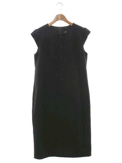 ルネ ベーシック 5916250 ワンピース 38 ブラック バラボタン バックジップ クルーネック IT5M3HDQHI0W