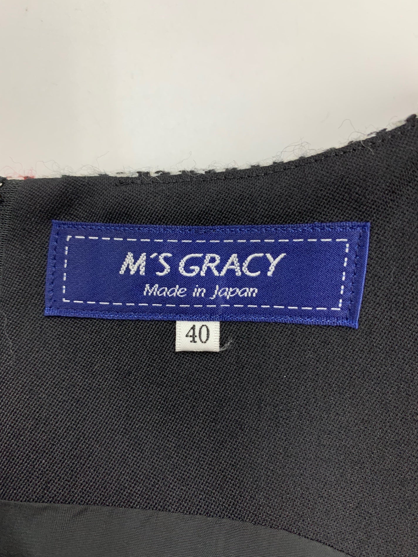 エムズグレイシー 811711 ワンピース 40 ブラック ウール 千鳥格子 チェック ITZOSYBTTO9C