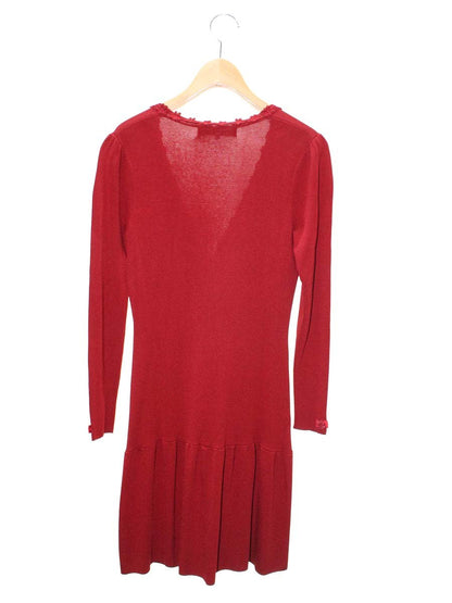 スーパービューティー カーディガン 38 レッド ロング フラワーモチーフ ITEXYRS2UMEO