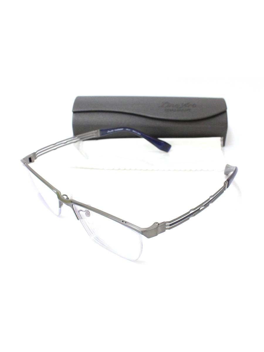 ラインアートシャルマン Forte XL1826-GR メガネ シルバーグレー/ネイビー コンビフレーム ハーフリム スクエア ITEW8JX3M82M 【SALE】