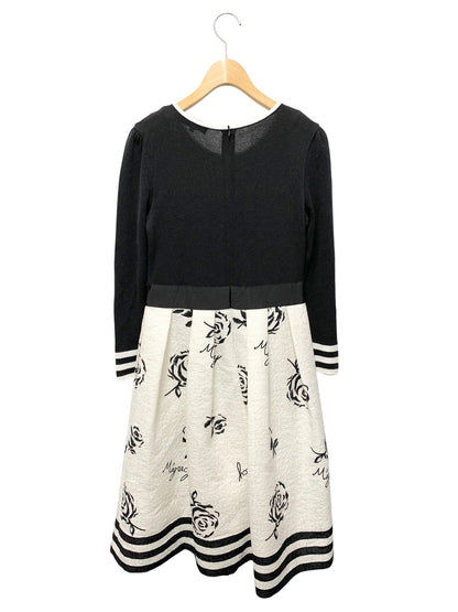 エムズグレイシー 411108 ワンピース 38 ブラック ローズモチーフ IT10ZWPS8C0K