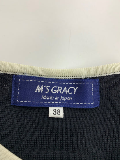 エムズグレイシー 318102 カーディガン 38 ブラック スパンコール カメリア ジップアップファスナー ITEQ2TBYIYIW