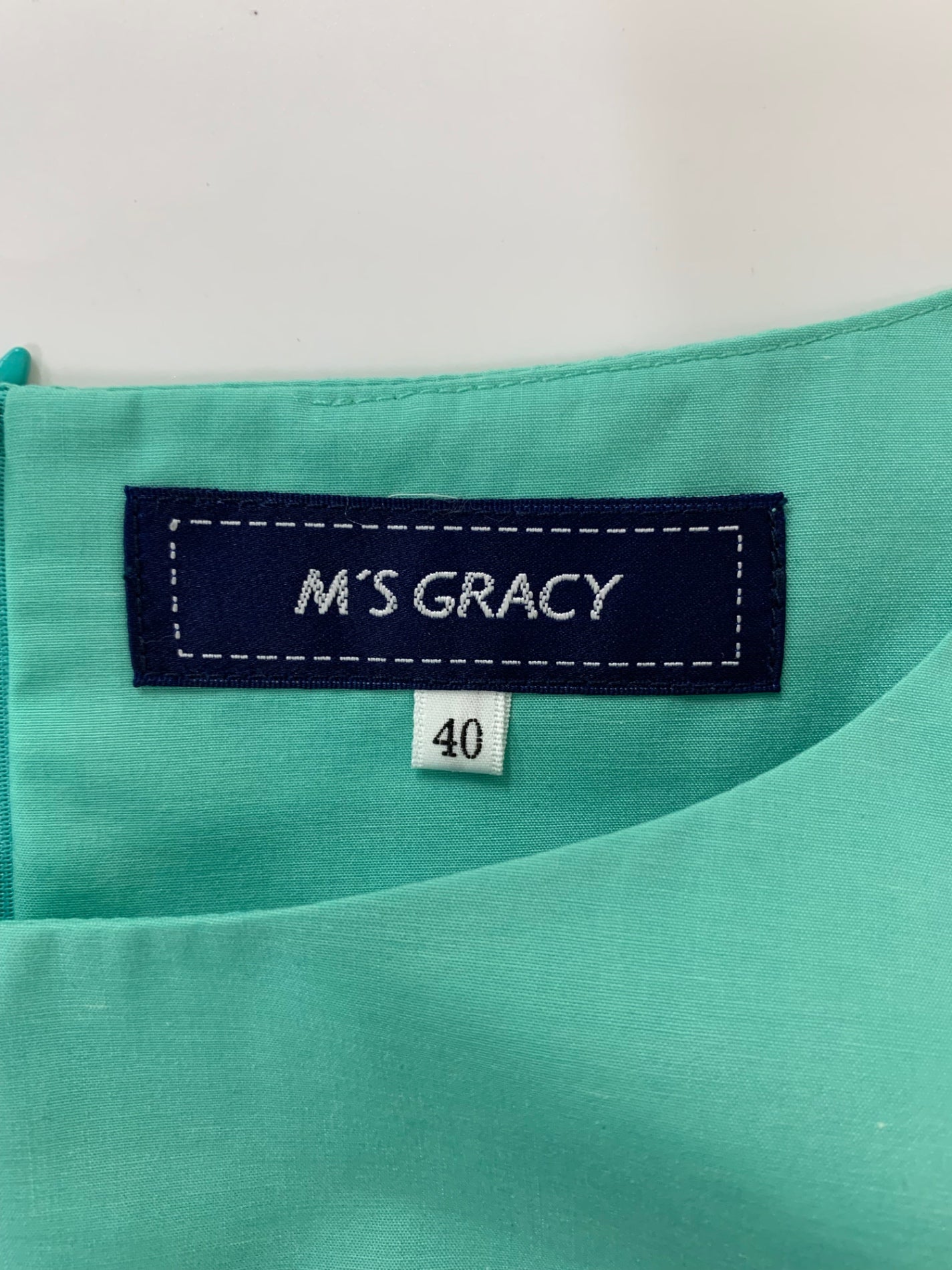 エムズグレイシー 裾刺繍タックワンピ―ス 411349 40 グリーン ITPRS7Q90XO8