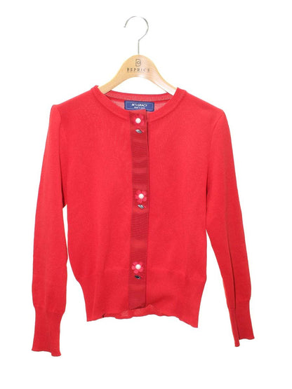 エムズグレイシー 918515 カーディガン 40 レッド パール フラワー ITGI76X4VCIO