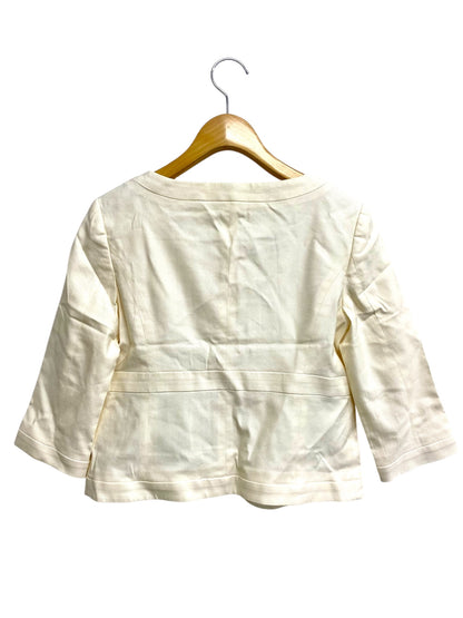 ハロッズ 17100711 ジャケット 3 アイボリー シルク コットン ノーカラー IT5EH2T13HDW 【SALE】