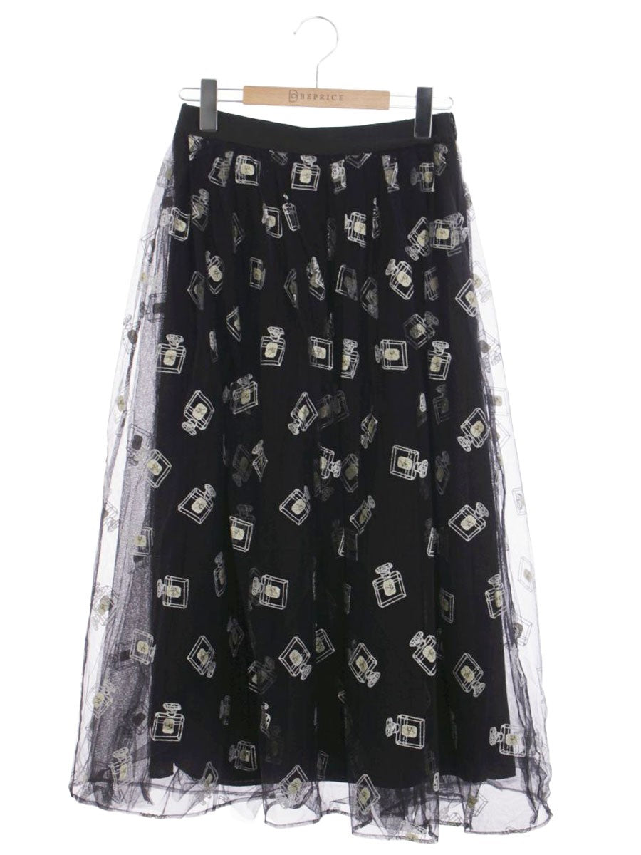 グレースクラス パフュームプリントチュールスカート 02222 21110-00 36 ブラック ITAEUPEP2W9C 【SALE】