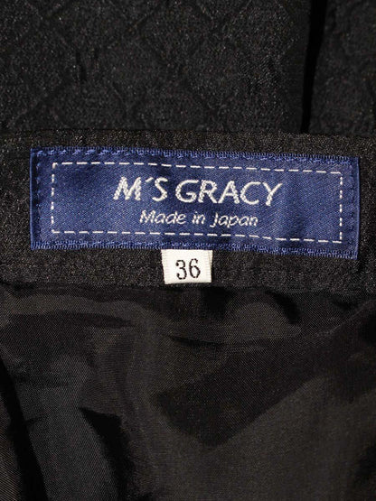 エムズグレイシー 817530 スカート 36 ブラック フラワーモチーフ フレア ITICFEP4XC17