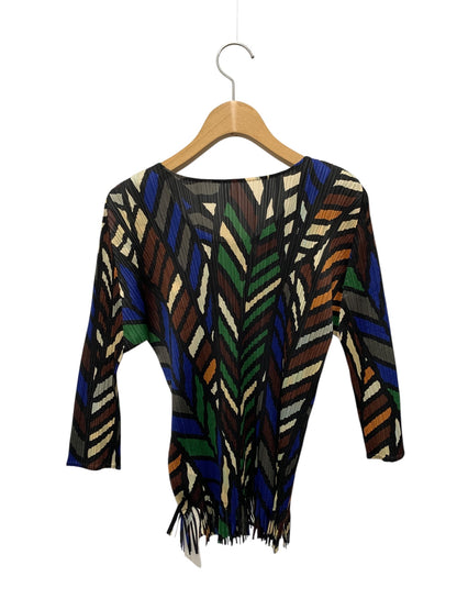 プリーツプリーズイッセイミヤケ PP23-JK656 カットソー 3 マルチカラー 裾フリンジ ITTPRSJSH9DE