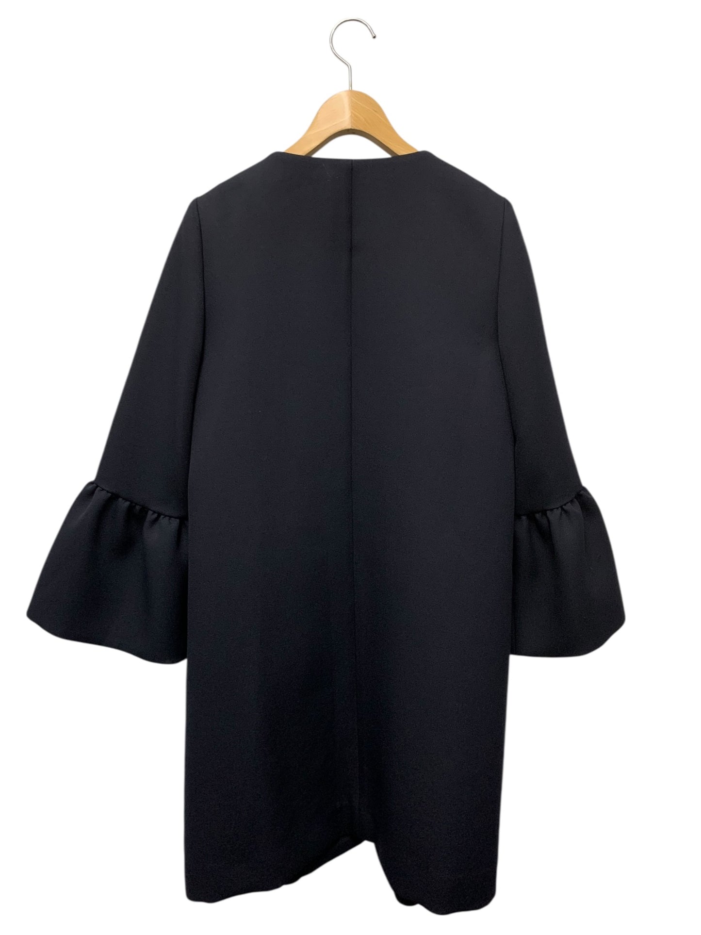 エムプルミエブラック ジョーゼットギャザースリーブミドルコート C240-005 34 ネイビー ノーカラー ITZPF2HGU7D0