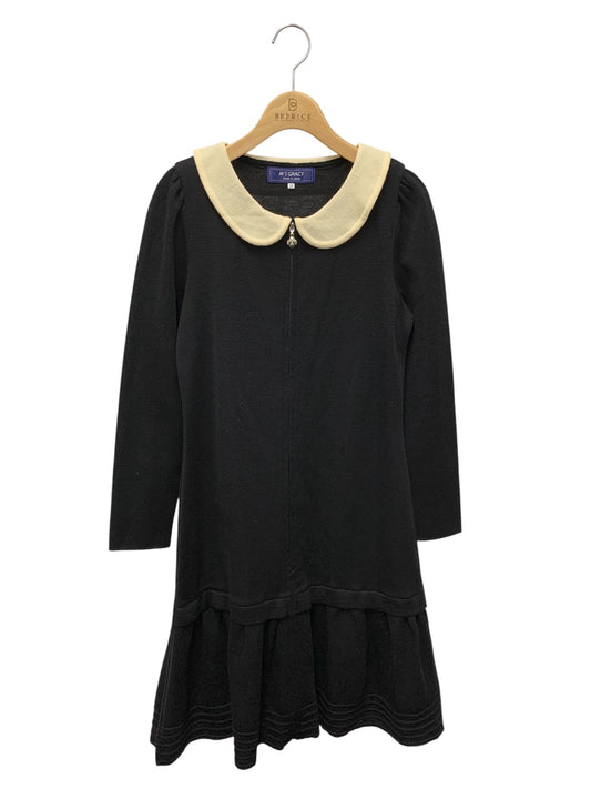 エムズグレイシー 818525 ワンピース 38 ブラック カメリアボタン フロントジップ ニット ウール ITD1CRR7FGBR