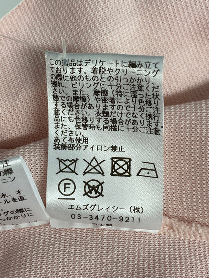 エムズグレイシー 218119 ニット 38 ピンク スパンコール フリルスタンドネック リボン ITL043KCNJ1K